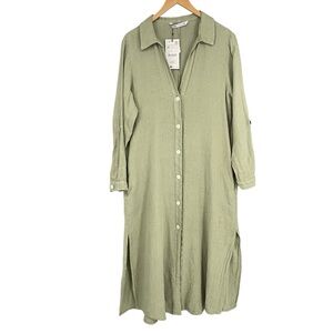 Zara Olive Green Button-Up Dress